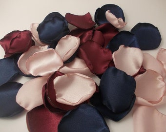 Satin Rose Petals: Navy, Burgundy, Blush Wedding Decor