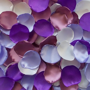 Mauve Satin Rose Petals: Lilac Lavender Ivory Wedding Decor