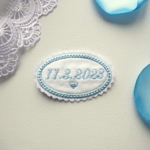 Small Wedding Dress Label Something blue Custom Label Personalized Wedding Label, Bride Something Blue, Monogrammed Wedding Gown Dress label