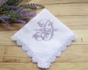 Hochzeit Taschentuch bestickt mit Monogramm Hochzeitsgeschenk für Mama Brautjungfer Geschenk etwas Blaues für die Braut personalisiertes Taschentuch für die Braut