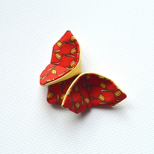 Silk Lapel Pin Kanzashi Flower Lapel Pin Wedding Lapel Pin Tulips Gift For Him Gift for Her  Unisex Suit Accessories Butterfly