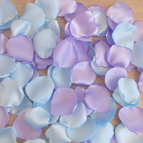 Lavender Blue Satin Rose Petals Light Blue Wedding Petals Lilac Flower Petals Flower Girl Petals Violet Wedding Decor Something Blue