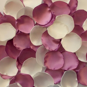 Hand-Cut Satin Rose Petals: Mauve & Ivory Wedding Decor