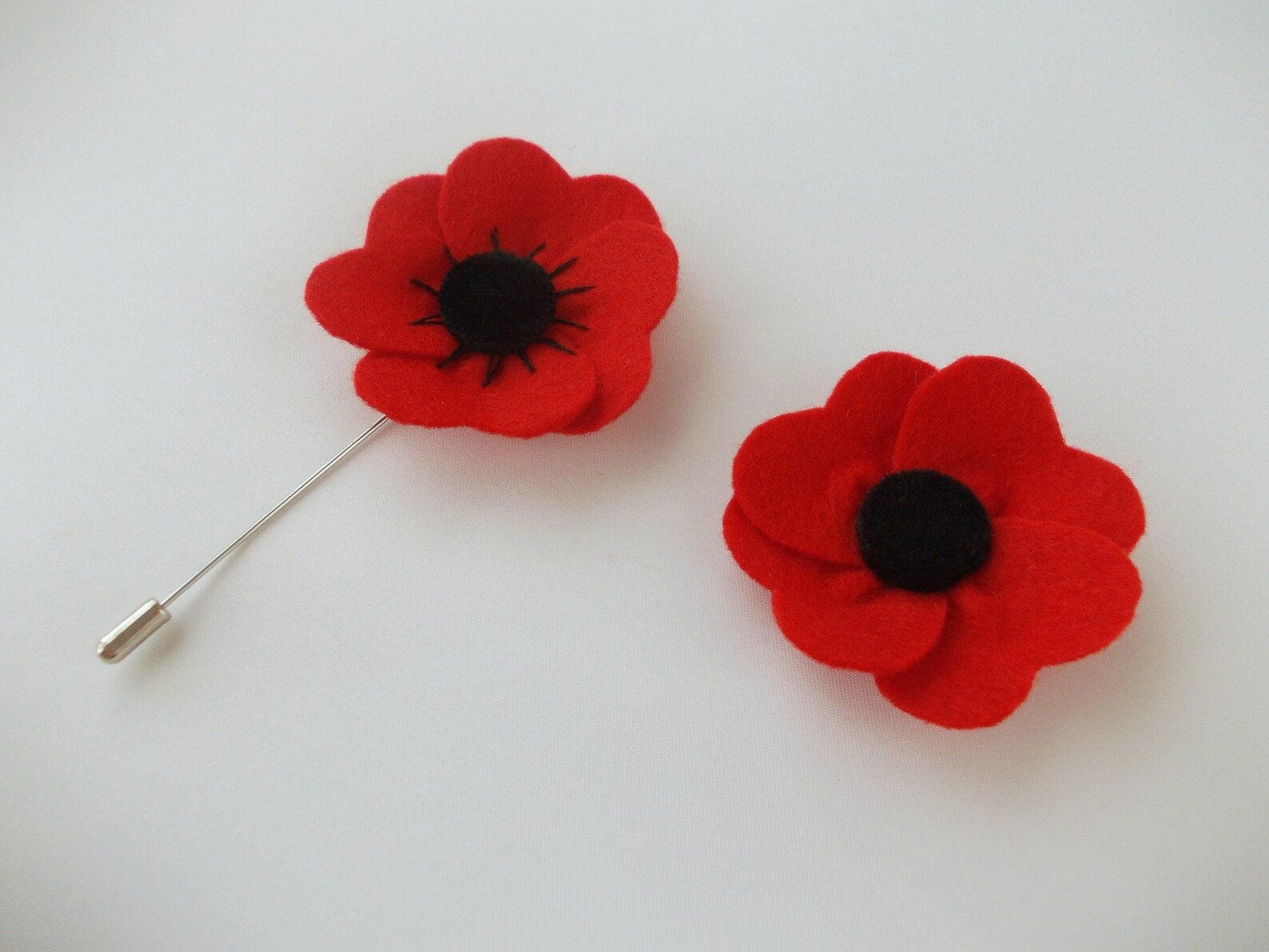 Red Poppy Flower Lapel Pin Men's Boutonniere Felt Lapel Etsy