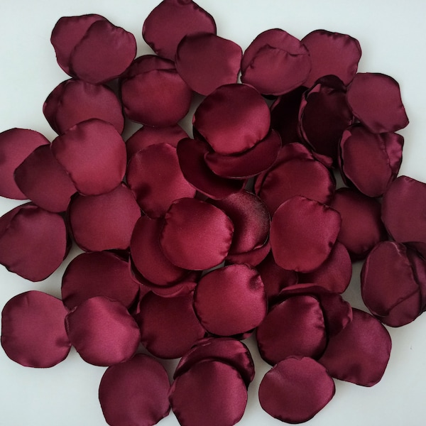 Burgundy Satin Rose Petals, Silk Wedding Rose Petals, Flower Petals, Maroon Wedding Petals, Artificial Petals, Marsala Fabric Petals