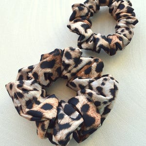 Leopard Satin Scrunchie Set: Handmade Hair Tie