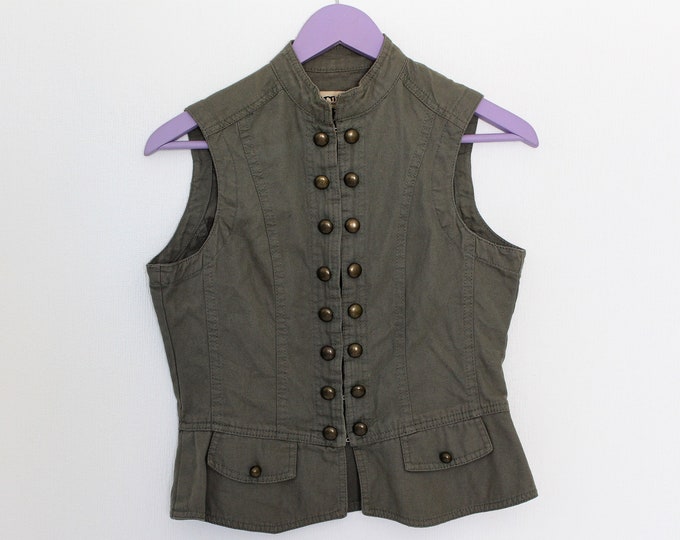 Military Vest Khaki Marching Band Vest Women's Cotton Vest Metal