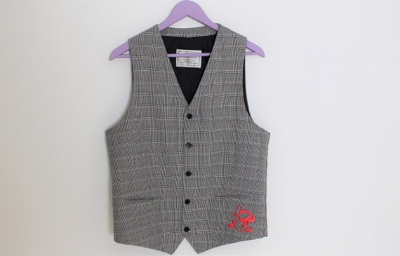 Plaid Gray Vest MOODS OF NORWAY Mens Gray checkere