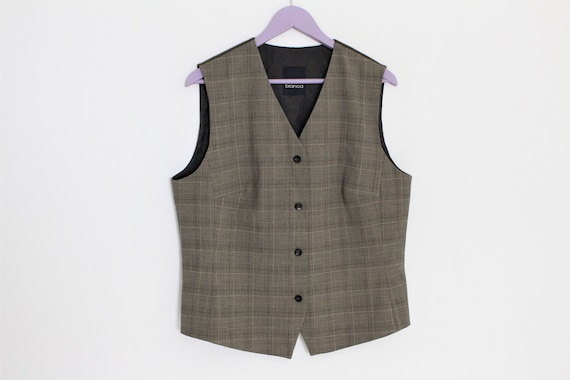 Brown Tweed Vest Womans Gray Brown wool Blend Wai