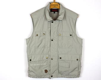 Sports Vest Beige Mens Travellers Vest  FJALLRAVEN Light Gray Country Vest Multi pocket Waistcoat Walker Vest Sleeveless Jacket Small size