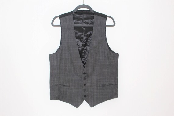 Classic Gray Vest Mens Formal Style Checkered Gr