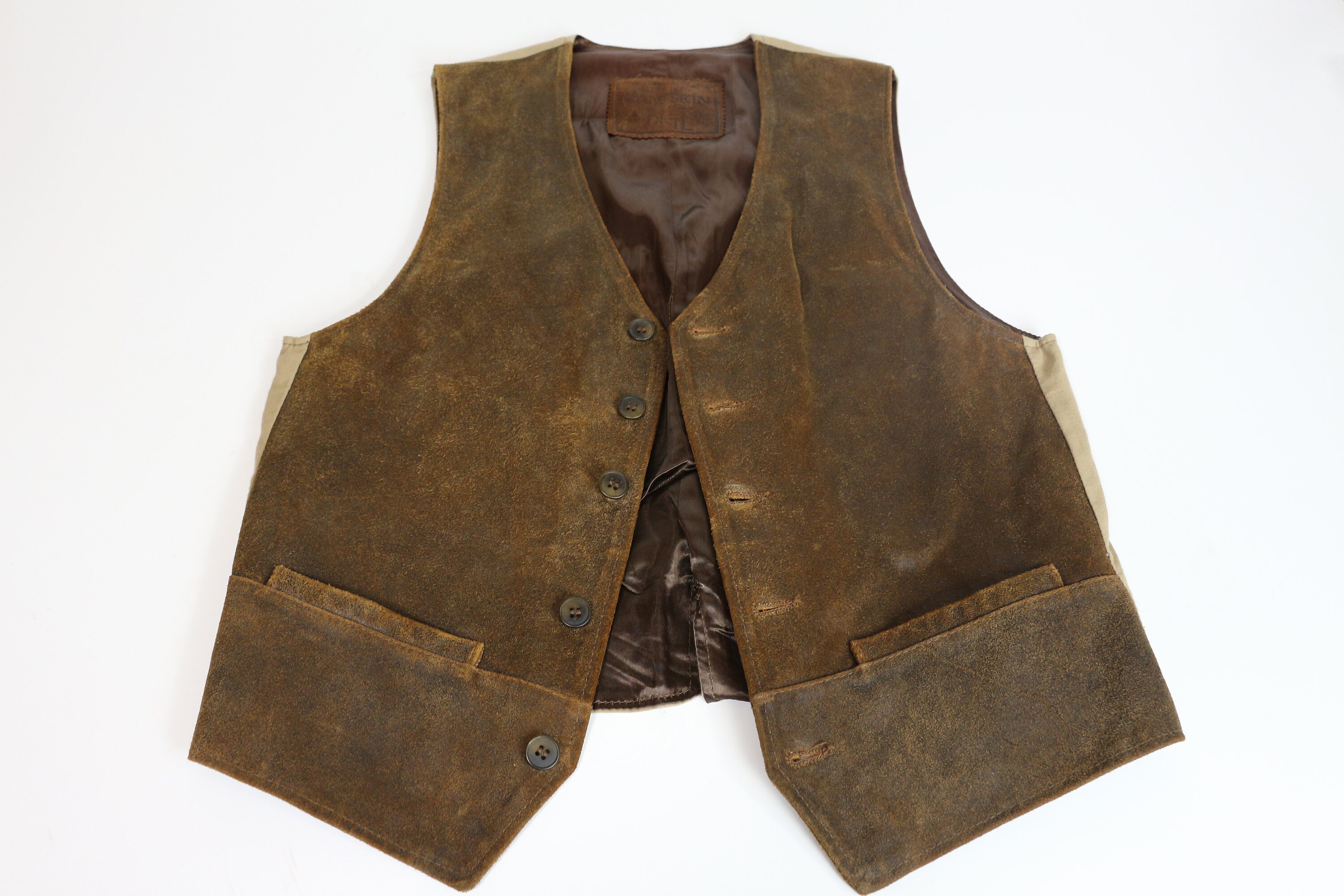 Mens Brown SUEDE Vest GENUINE Calfskin Vest by BIG L Made in Finland ...