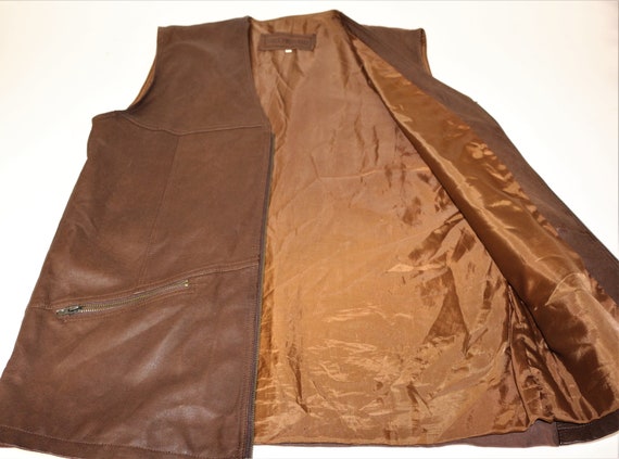Brown Leather Vest XL Size Scandinavian Mens Brow… - image 4