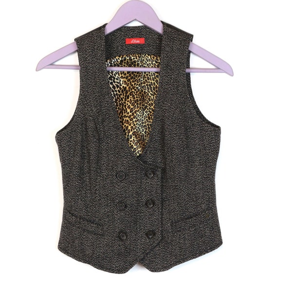 Brown Tweed Vest  Womens Vintage Brown Tweed Waistcoat Formal Romantic Victorian Waistcoat Size Small