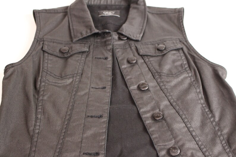 Black Denim Vest Womens Denim Goth Style Vest Romantic Classic Etsy