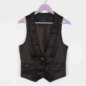 Classic Brown Vest Womens Steampunk Brown Waistcoat Formal Casual Fitted Office Secretary Vest Medium
