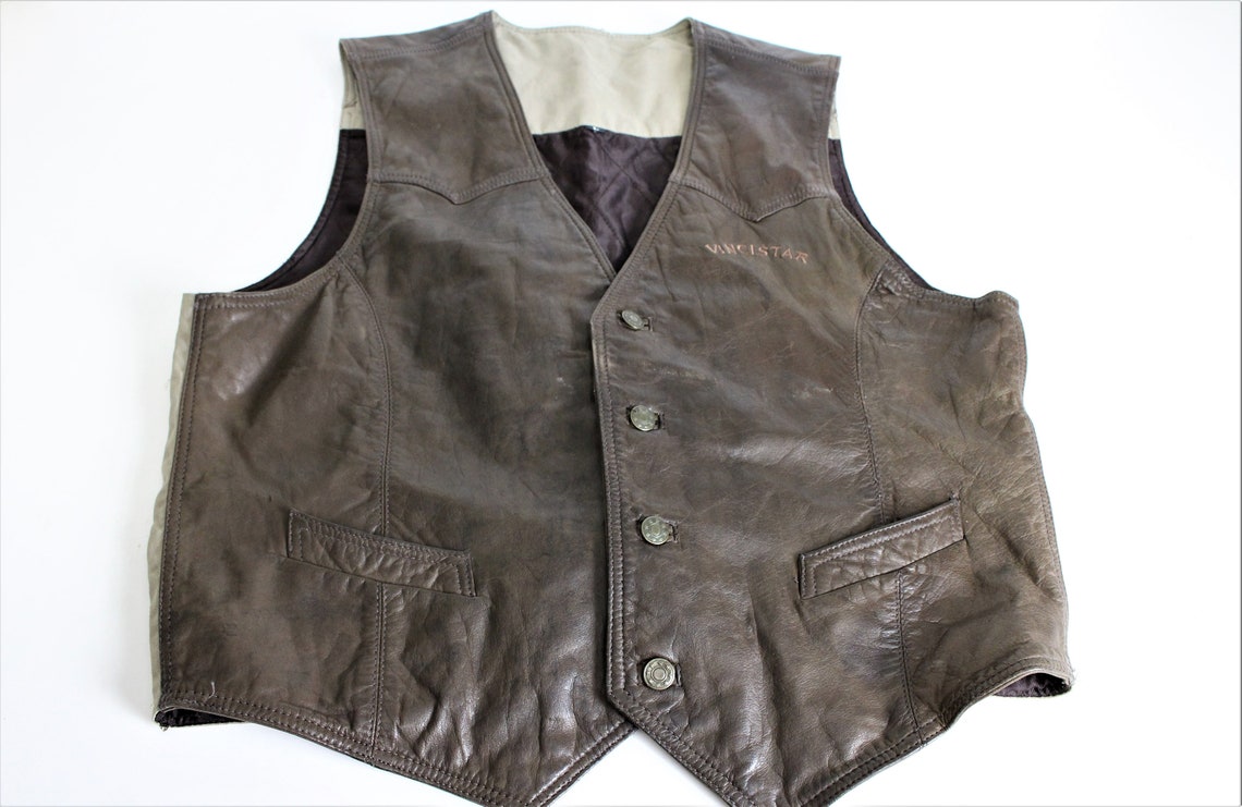 Brown Leather Vest VINCISTAR Mens Brown leather waistcoat | Etsy