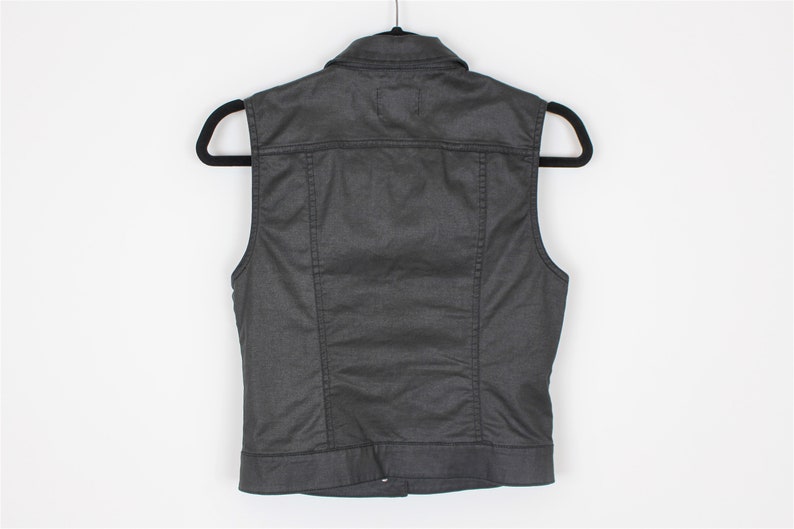 Black Denim Vest Womens Denim Goth Style Vest Romantic Classic Etsy