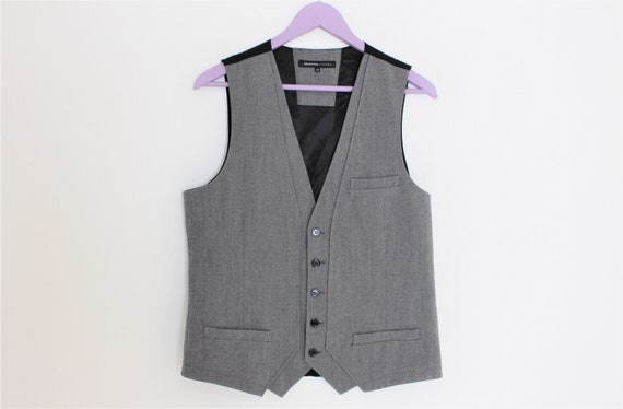Classic Gray Vest Mens Waistcoat Formal Style Wa