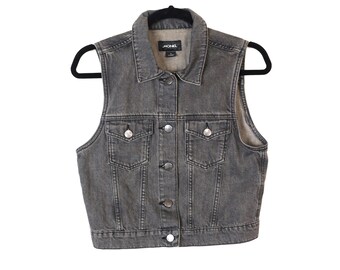 grey denim vest