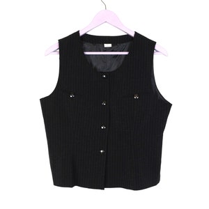 Ladies Striped Vest Womens Black White Steampunk Waistcoat Cotton Fitted Formal Classic Vest Large to XL Size