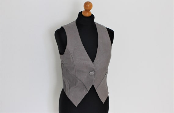 Mogelijk Fauteuil pasta Gray Leather Vest SANDWICH Womens Crop Gray Leather Waistcoat - Etsy