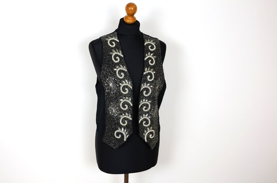 Black Sequin Waistcoat, VIVA, Boho Waistcoat, Vin… - image 4