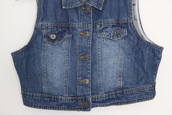 Women Pearl Beaded Lace Denim Waistcoat Vest Sleeveless Jean Coat Crop Top  Chic | eBay