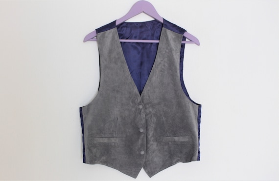 Gray Suede Waistcoat Womens Light gray Leather Ves