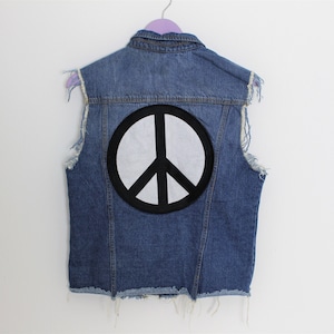 Mens Denim Vest Embroidered Biker HIghway Star Waistcoat Sleeveless Jean Jacket Blue Denim  Country Western Biker  Waistcoat  Small Size