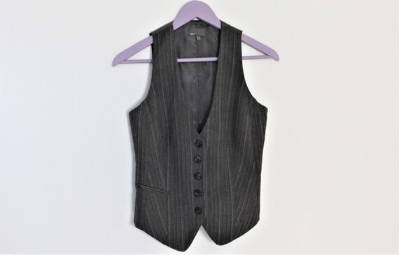 Gray Womens Vest MEXX Steampunk Vest Gray Chevron