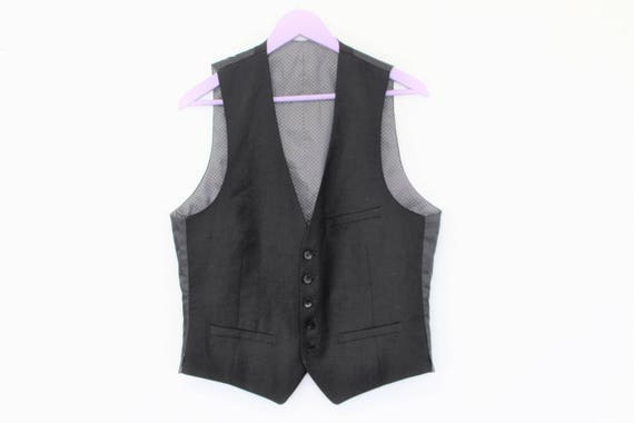 Gentlemen's Mens Formal Vest Black Slim Fitted V