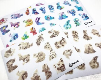 washi planner journal sticker kiss cut 4 sheets TN hobonichi filofax month calendar stickers