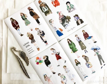 washi planner journal sticker kiss cut 4 sheets TN hobonichi filofax month calendar stickers