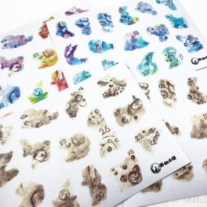 washi planner journal sticker kiss cut 4 sheets TN hobonichi filofax month calendar stickers