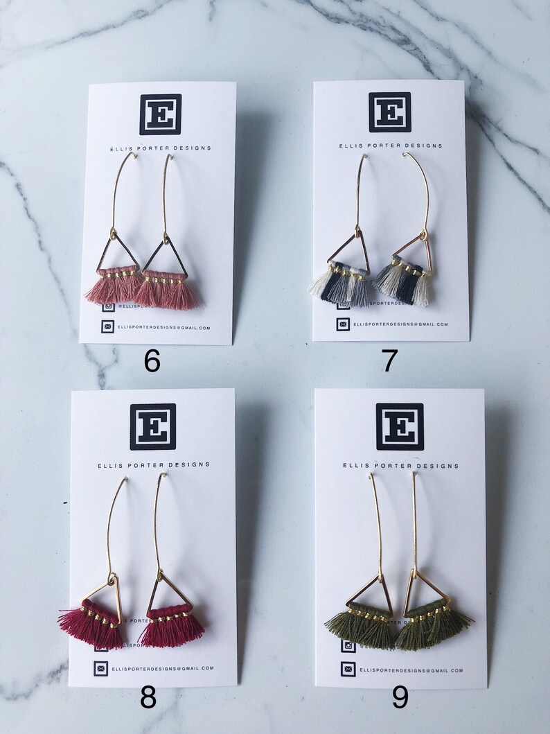 CALI // Tassel Earrings / Triangle Drop Earrings / Drop Etsy