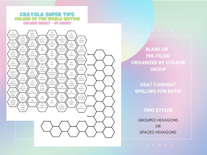 Colors of the World Edition Crayola Color Chart | 64color Swatch Chart ...