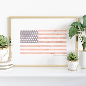 Watercolor American Flag Printable - USA - 4th of July - Patriotic