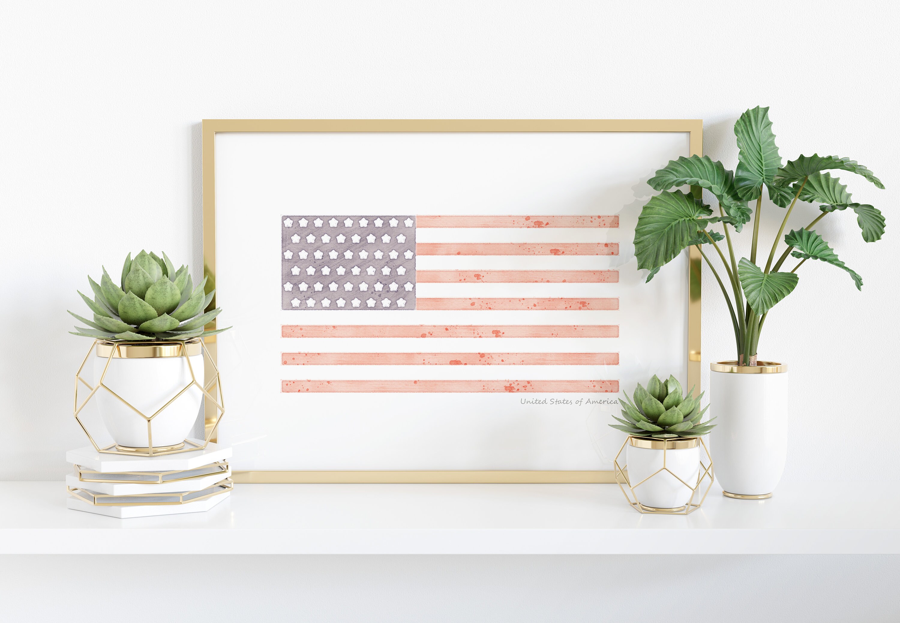 Watercolor American Flag Printable - USA - 4th of July - Patriotic - Etsy