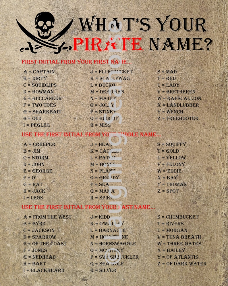 What's Your Pirate Name Printable Gasparilla image 2