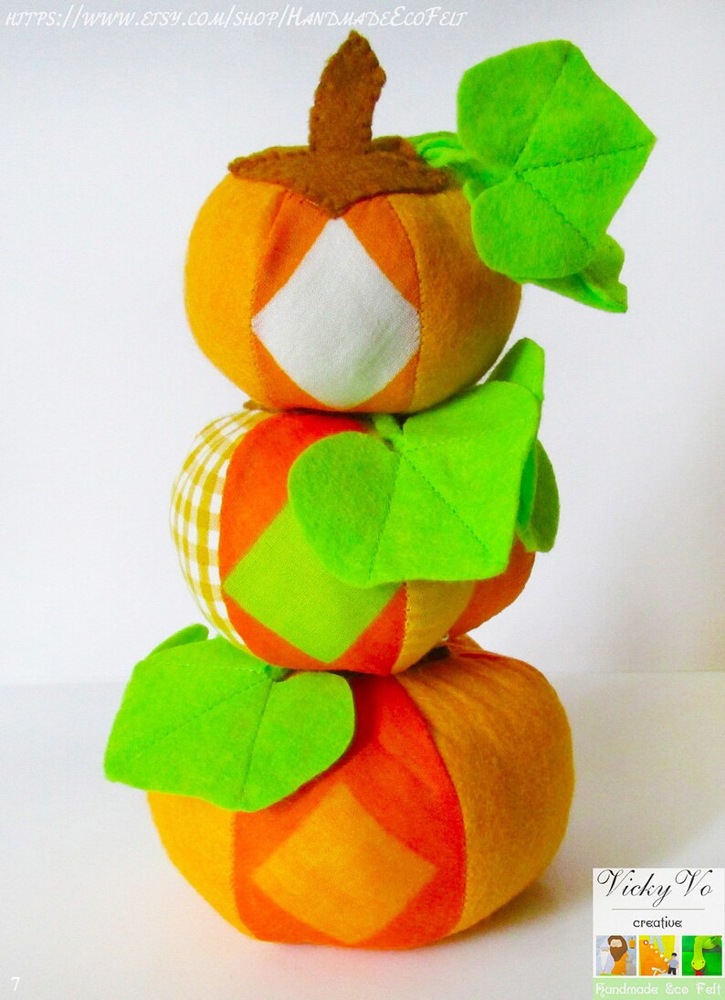 Pumpkin toy pattern PDF 3 sizes. Felt plush stuffed garden Etsy