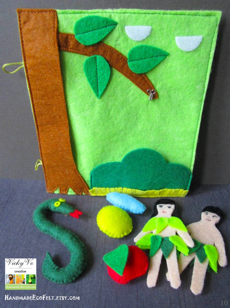 Bible Stories Quiet Book Page Pattern Pdf Adam And Eve Felt Etsy