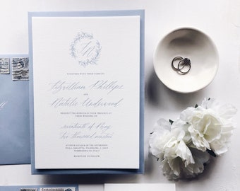 Calligraphy wedding invitations / botanical wedding suite