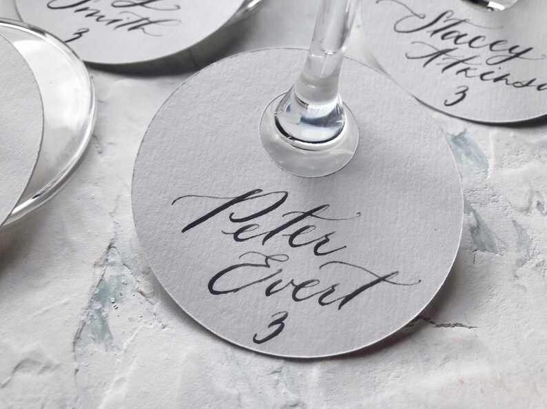 Champagne Flute Escort Cards With Handwritten Calligraphy Etsy