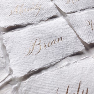 Classic calligraphy name cards / place cards on handmade paper / black, gold, rose gold, silver image 3