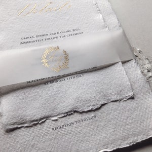 Foil belly band / vellum invitation wrap / real foil belly band