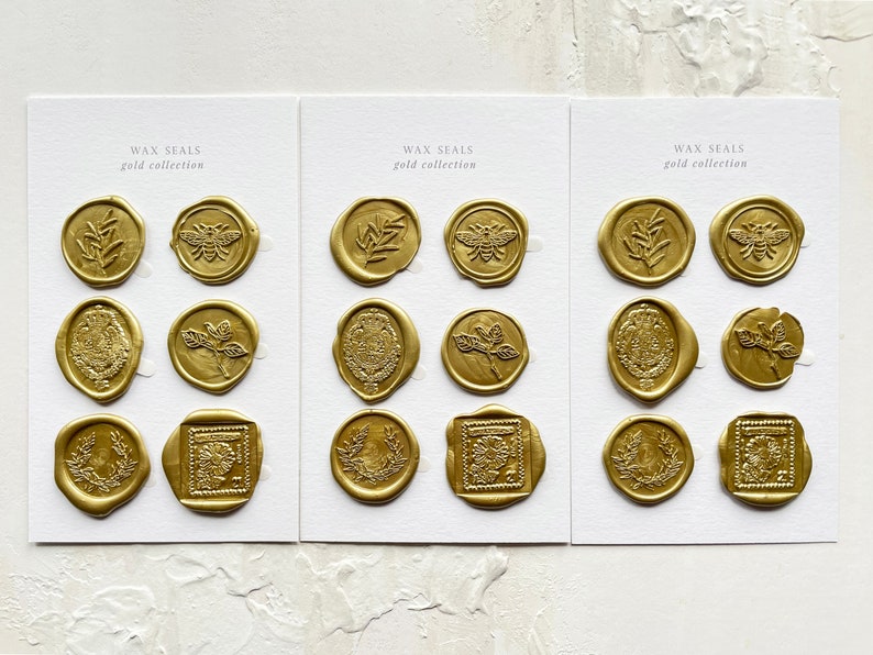 Gold wax seal stickers pack of 6 image 4