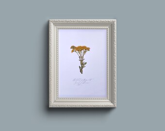 ヴィンテージスタイルの押し花サイン - フレームなし A4