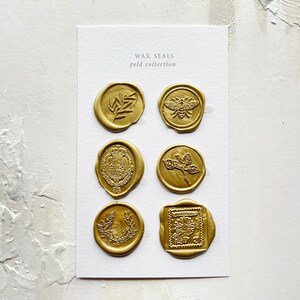 Gold wax seal stickers - pack of 6