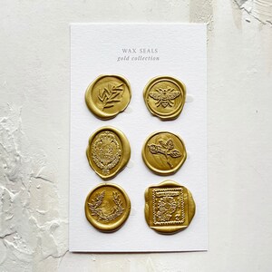 Gold wax seal stickers pack of 6 image 1